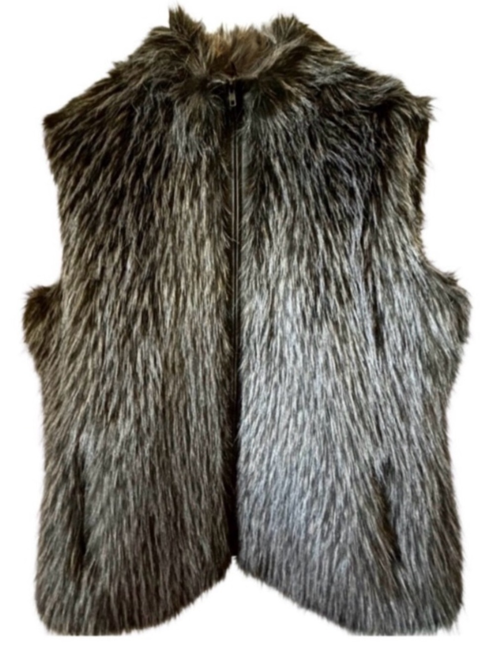 🐨Pamela McCoy Collections Faux Fur Leather Trimmed Vest, Size Medium